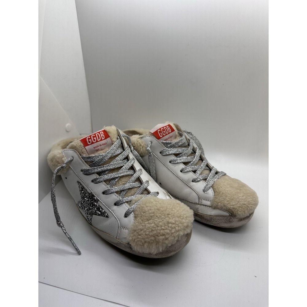 Golden Goose Super-Star Sabot Shearling Slip-On‎ Sneakers White Leather 40
